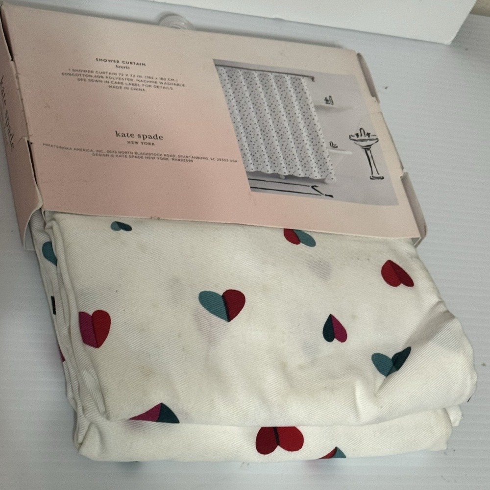 Kate Spade NY Shower Curtain Hearts 72x72 NEW